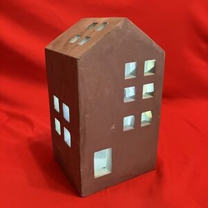 Large 8" Tea Light Concrete Building / House Modern Cement Decorative / Flaws #1